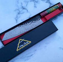 Load image into Gallery viewer, Technicoloured Carbon Drip Kiritsuke Knife