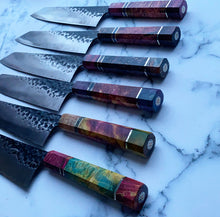 Load image into Gallery viewer, Technicoloured Carbon Drip Kiritsuke Knife