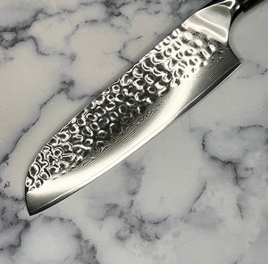 Galaxy Damascus Hammered Santoku Chef Knife