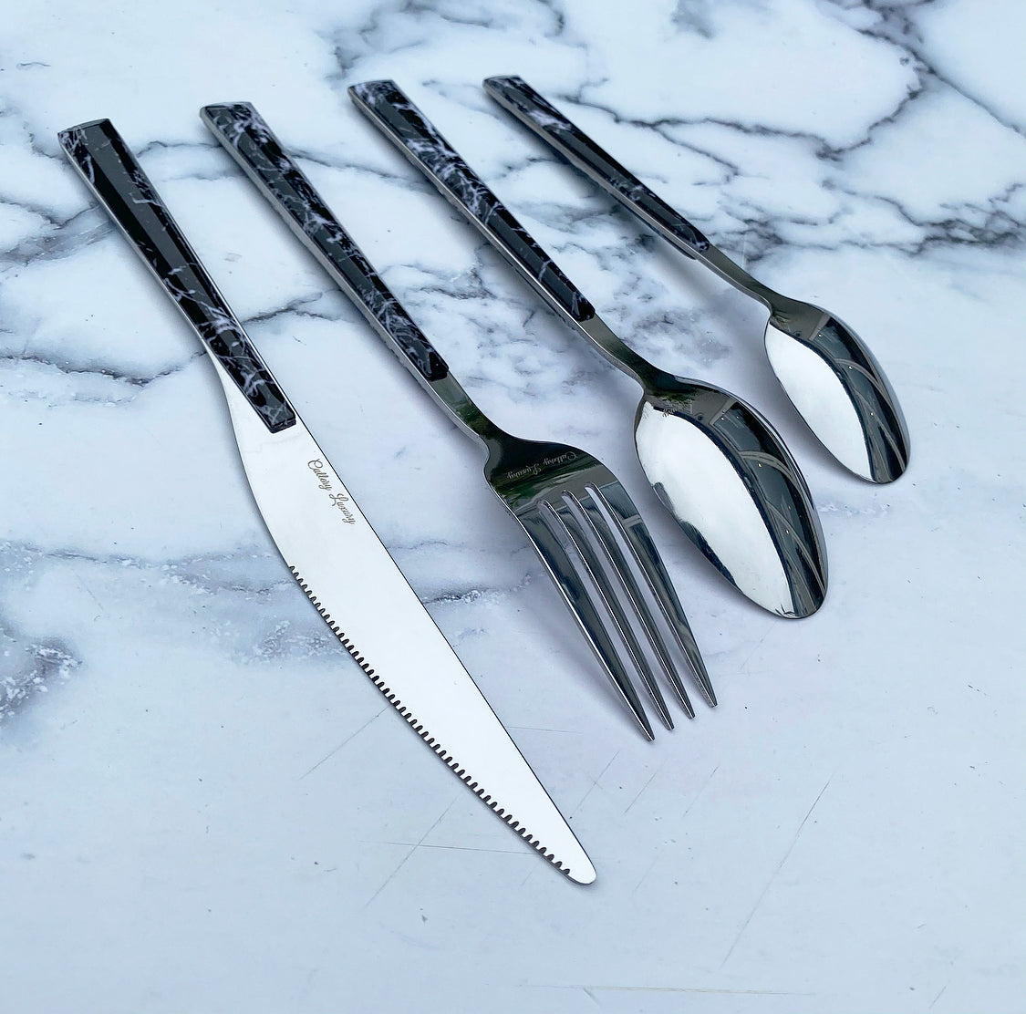 Black Marble Cutlery Set – Cutlery Luxury