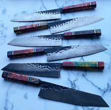 Load image into Gallery viewer, Technicoloured Carbon Drip Kiritsuke Knife
