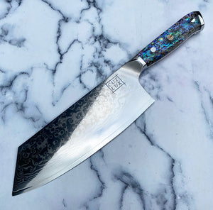 Abalone Pāua Damascus Cleaver