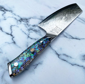 Abalone Pāua Damascus Cleaver