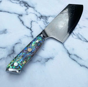 Abalone Pāua Damascus Cleaver