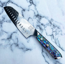 Load image into Gallery viewer, Abalone Pāua Santoku Kitchen Knife
