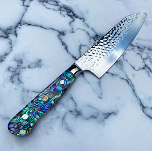 Abalone Pāua Hammered Santoku Knife