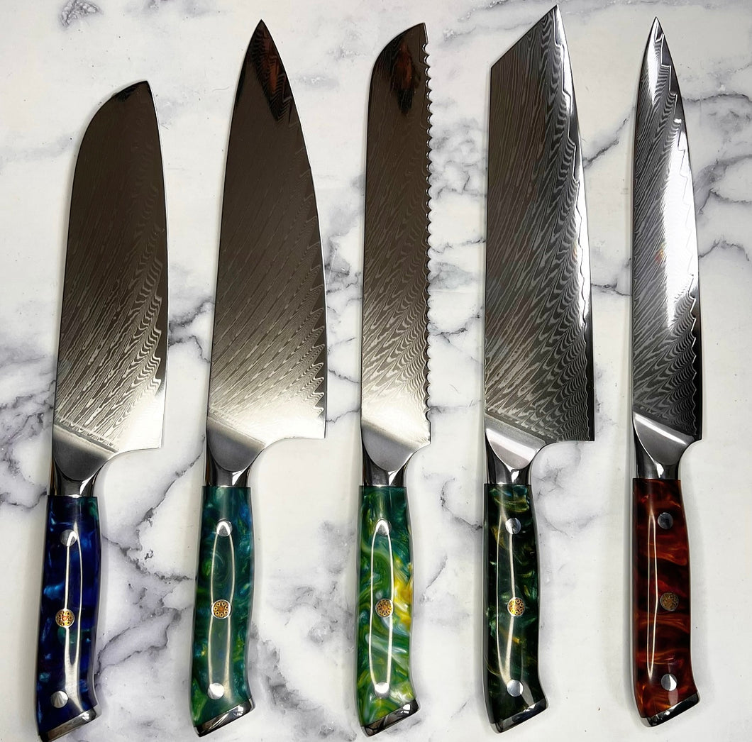 Galaxy Damascus Chef Knife Set