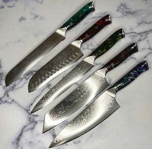 Galaxy Damascus Kitchen Knife Set