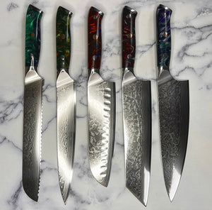 Galaxy Damascus Kitchen Knife Set