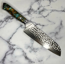 Load image into Gallery viewer, Galaxy Damascus Hammered Santoku Chef Knife
