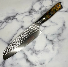 Load image into Gallery viewer, Galaxy Damascus Hammered Santoku Chef Knife

